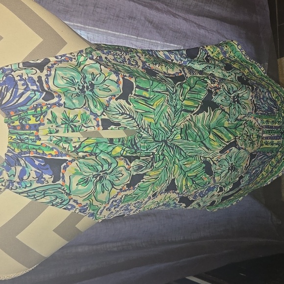 Lilly Pulitzer Silk Cabana Halter Chain- Blue and Green - Picture 2 of 3